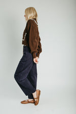 The Suzie Belted Corduroy Pant in Deep Navy