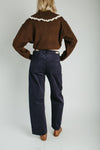 The Suzie Belted Corduroy Pant in Deep Navy