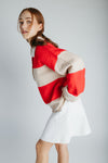 The Danielson Striped Polo Sweater in Taupe + Red
