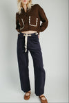 The Suzie Belted Corduroy Pant in Deep Navy
