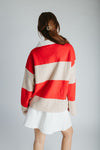 The Danielson Striped Polo Sweater in Taupe + Red