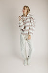 The Everly Striped Hoodie in Taupe + Cream