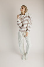 The Everly Striped Hoodie in Taupe + Cream