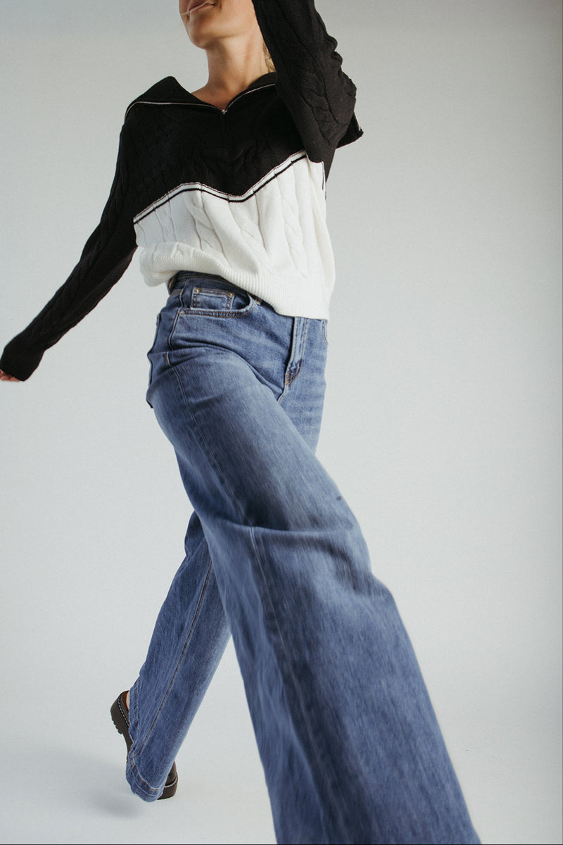 The Kaylee High Rise Slouchy Jean in Navy