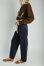 The Suzie Belted Corduroy Pant in Deep Navy