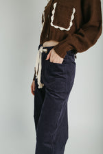 The Suzie Belted Corduroy Pant in Deep Navy