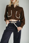 The Suzie Belted Corduroy Pant in Deep Navy