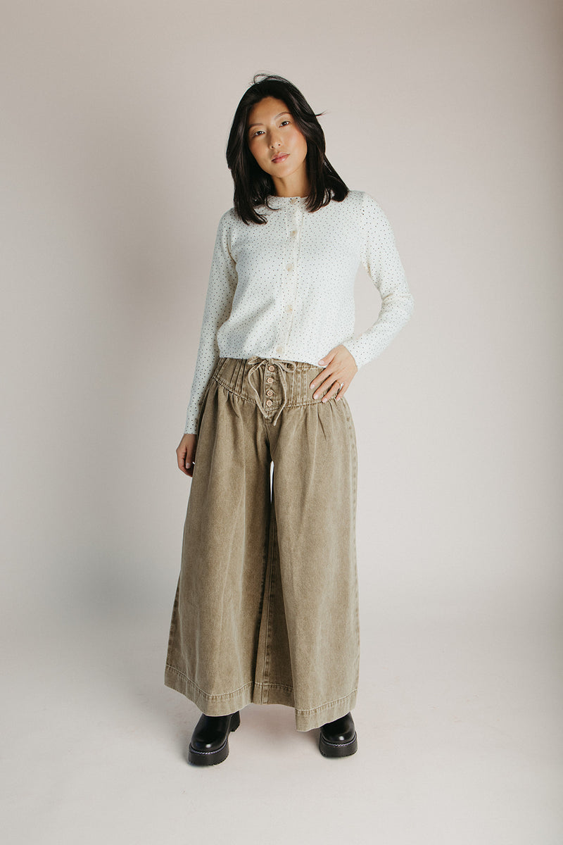 The Marlie Polka Dot Knit Cardigan in Ivory