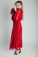 The Shayla Chiffon Maxi Dress in Red
