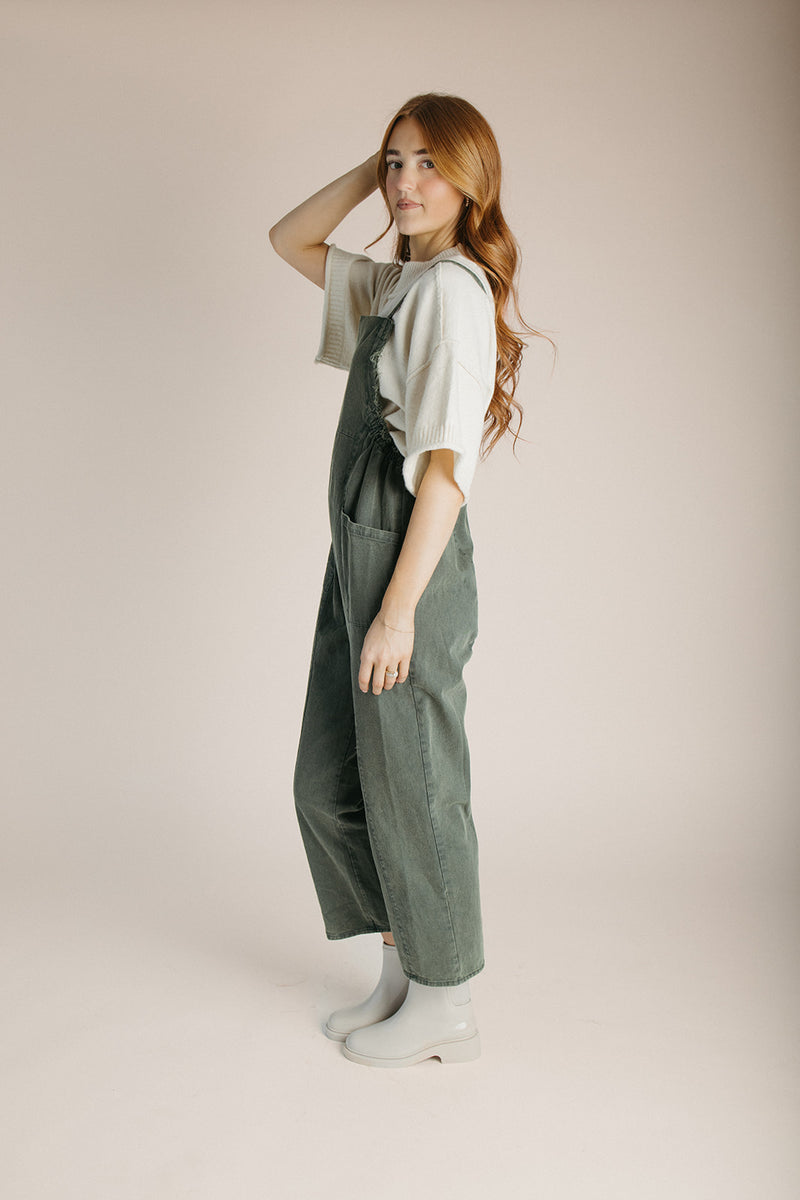 The Gianna Woven Overall in Hunter Green