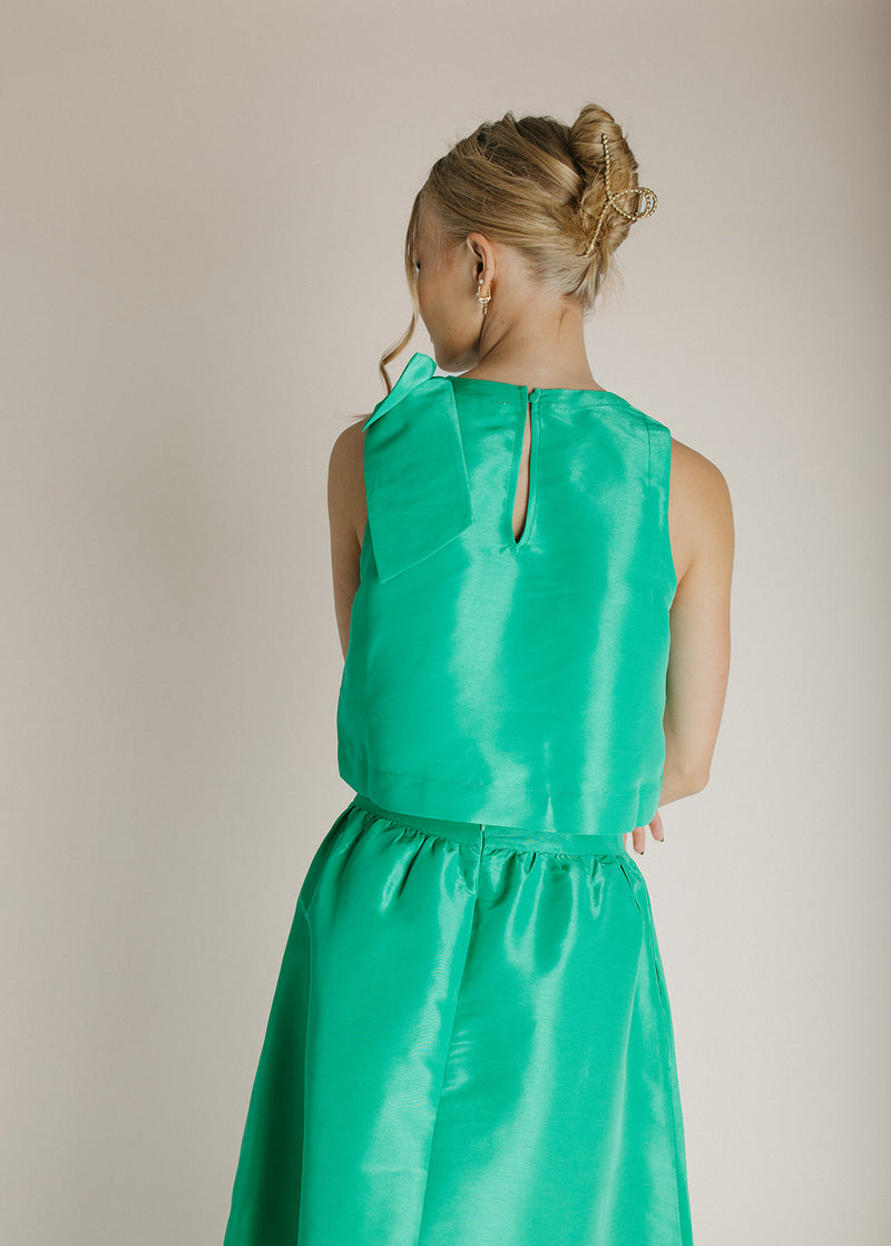 The Hestia Metallic Tank in Kelly Green