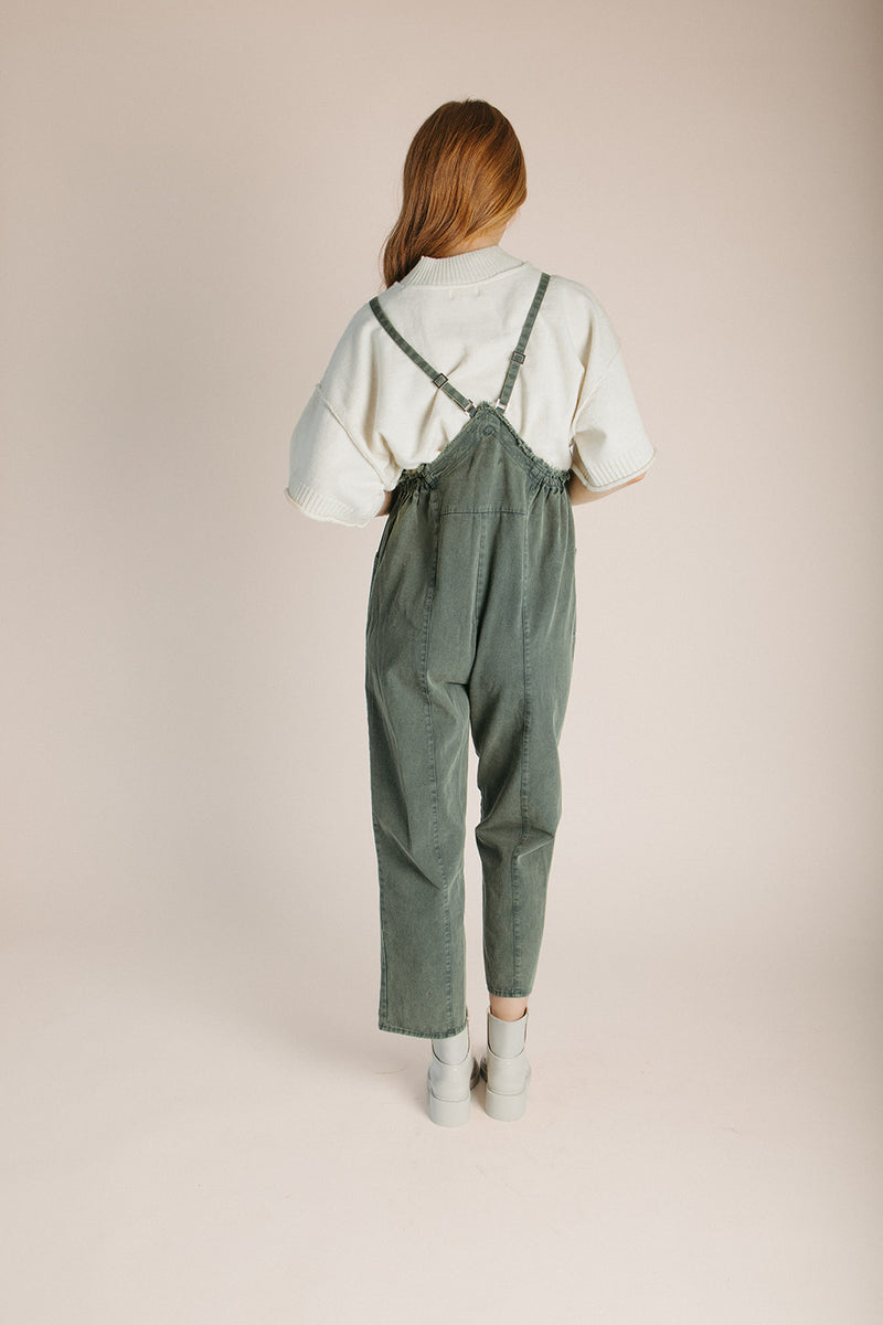 The Gianna Woven Overall in Hunter Green