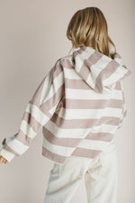 The Everly Striped Hoodie in Taupe + Cream
