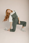 The Gianna Woven Overall in Hunter Green