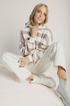 The Everly Striped Hoodie in Taupe + Cream