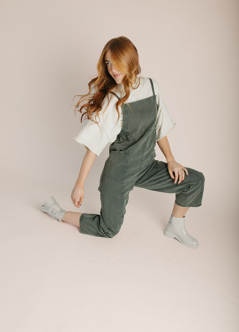 The Gianna Woven Overall in Hunter Green
