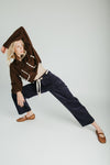 The Suzie Belted Corduroy Pant in Deep Navy