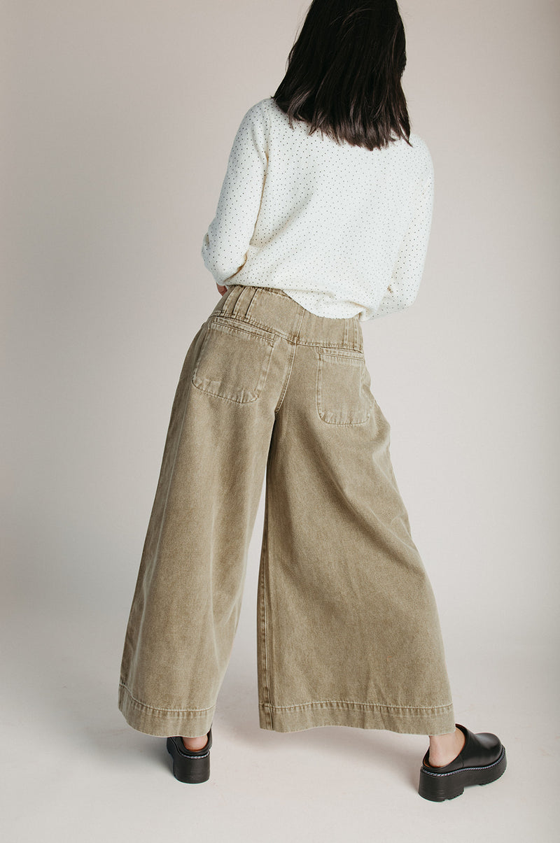 The Zargar Drawstring Denim Pant in Light Olive