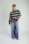 The Vada Retro Striped Pullover in Navy