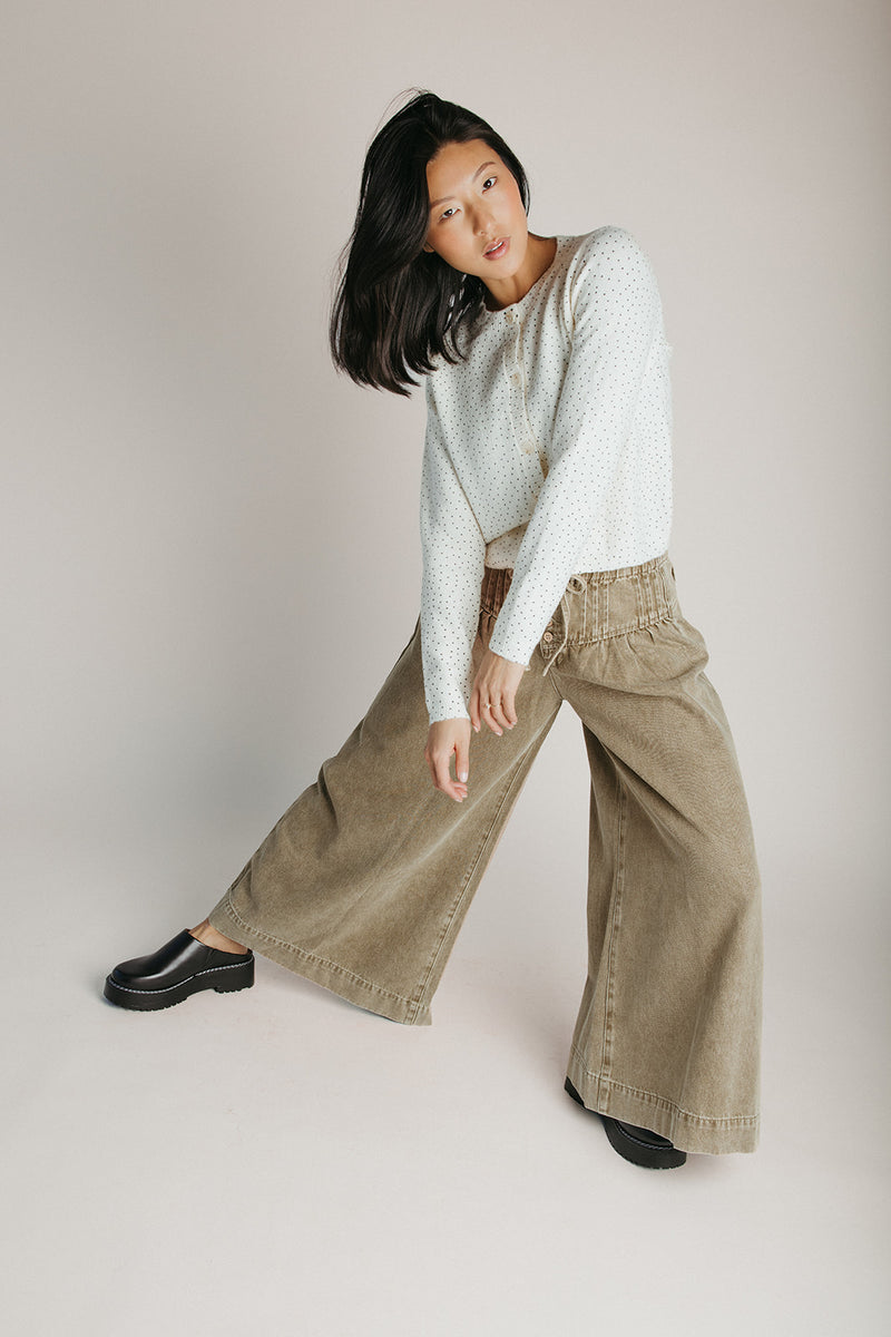 The Marlie Polka Dot Knit Cardigan in Ivory