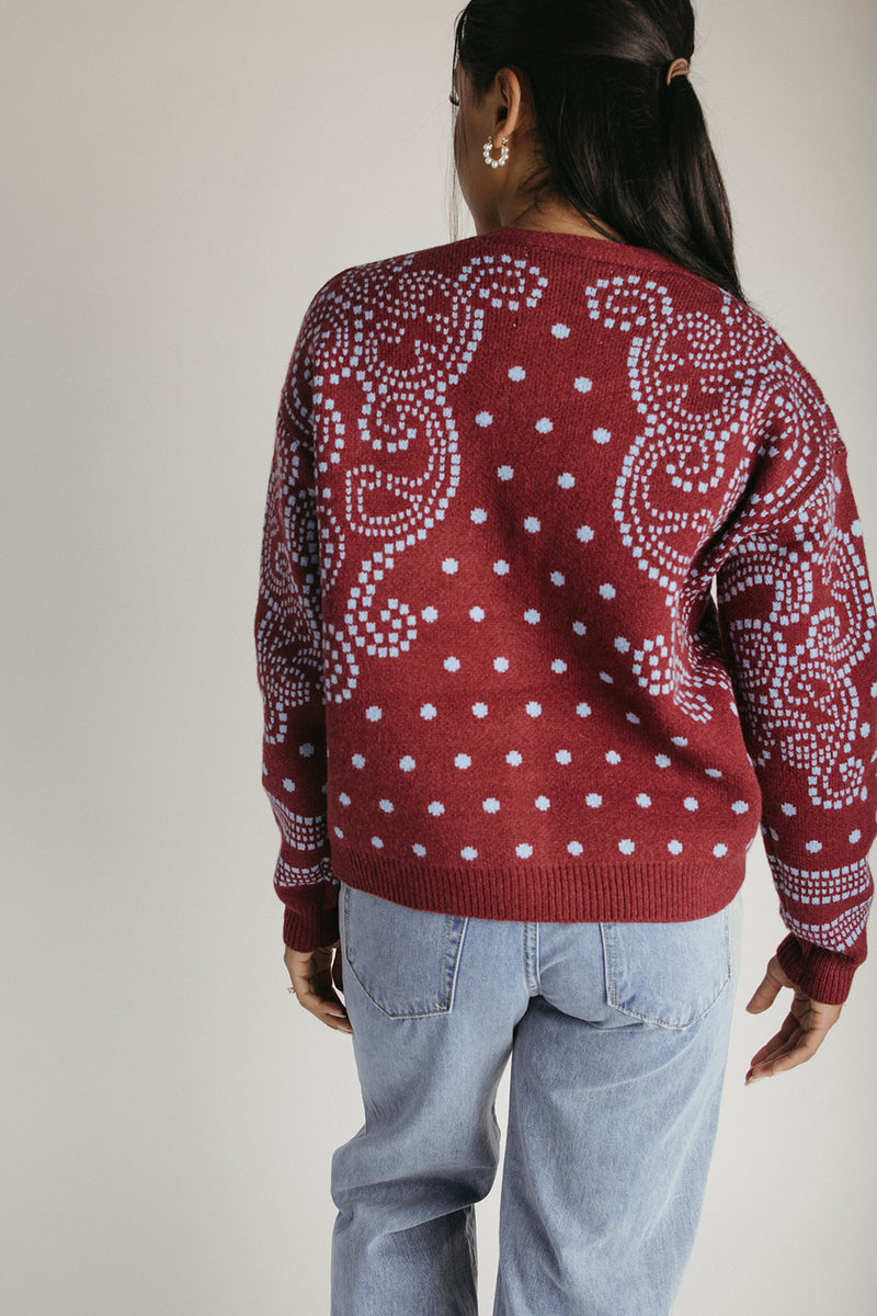 The Jepson Patterned Sweater in Plum + Sky Blue