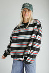 The Vada Retro Striped Pullover in Navy