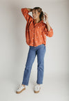 The Townsley Floral Embroidered Blouse in Rust