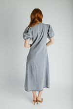 The Zora Button-Up Midi Dress in Medium Denim