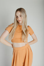 The Leanne Ribbed Lounge Set in Dusty Orange