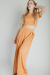 The Leanne Ribbed Lounge Set in Dusty Orange