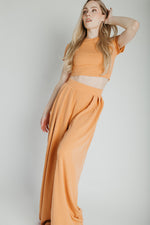 The Leanne Ribbed Lounge Set in Dusty Orange