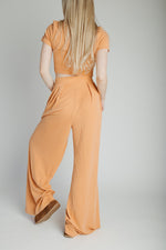 The Leanne Ribbed Lounge Set in Dusty Orange