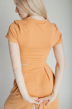 The Leanne Ribbed Lounge Set in Dusty Orange