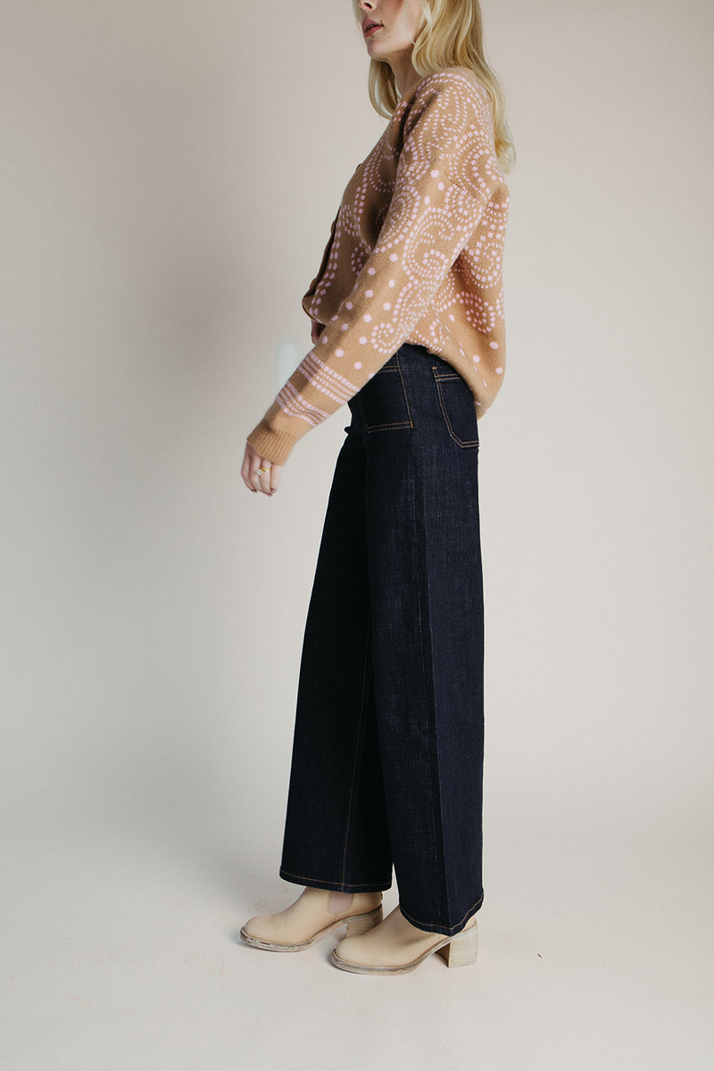 The Sainz Wide Leg Jean in Dark Mable
