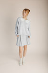 The Orzoco Frill Collar Cardigan in Heather Grey