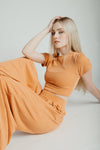 The Leanne Ribbed Lounge Set in Dusty Orange