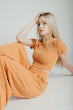 The Leanne Ribbed Lounge Set in Dusty Orange