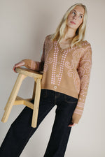 The Jepson Patterned Sweater in Beige + Pink