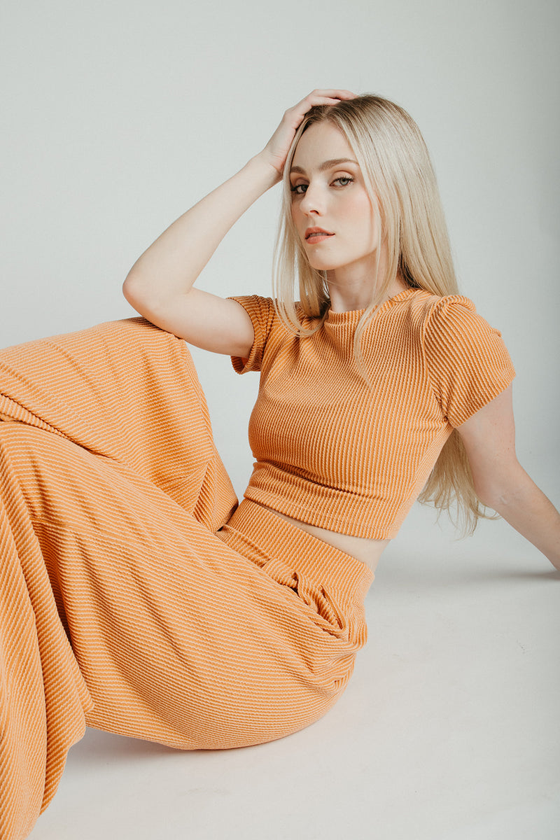 The Leanne Ribbed Lounge Set in Dusty Orange