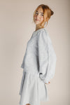 The Orzoco Frill Collar Cardigan in Heather Grey