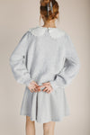 The Orzoco Frill Collar Cardigan in Heather Grey