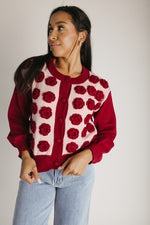 The Adkins Rose Applique Cardigan in Vintage Rose