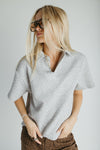 The Chilton Jacquard Knit Blouse in Heather Grey