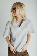 The Chilton Jacquard Knit Blouse in Heather Grey