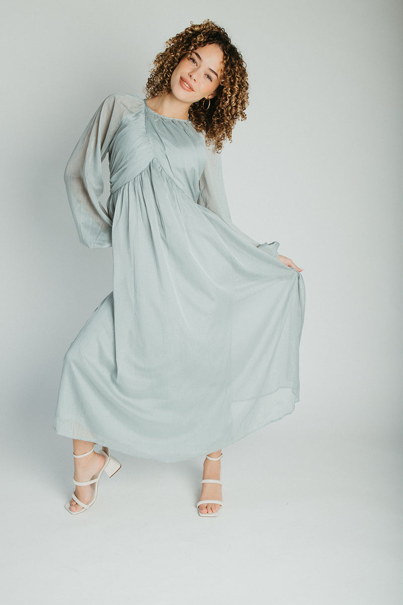 The Shayla Chiffon Maxi Dress in Sage
