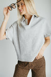 The Chilton Jacquard Knit Blouse in Heather Grey