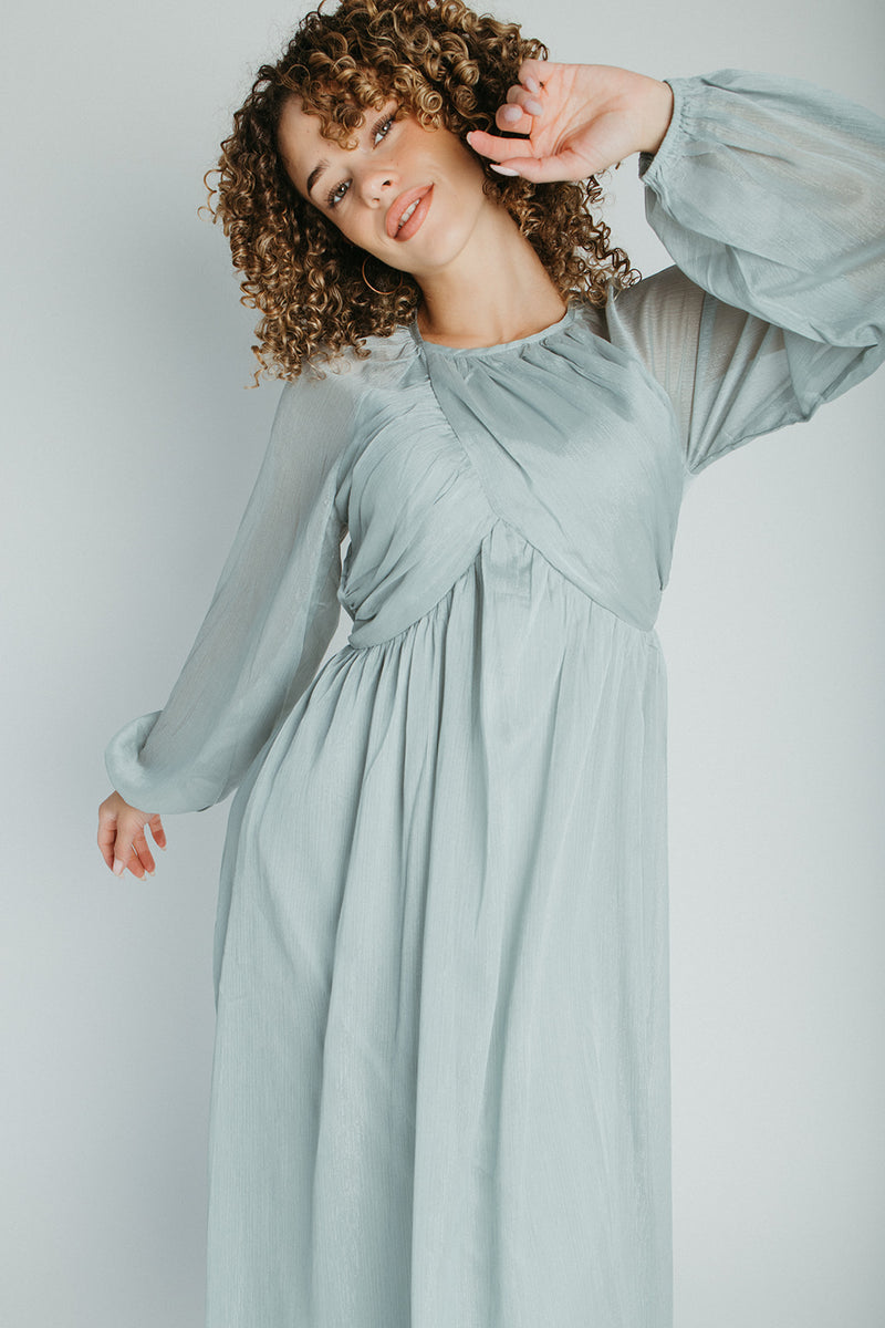 The Shayla Chiffon Maxi Dress in Sage
