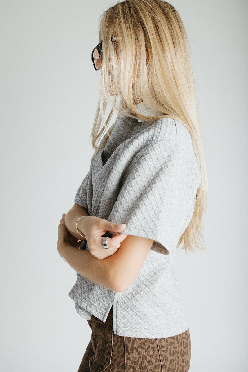 The Chilton Jacquard Knit Blouse in Heather Grey