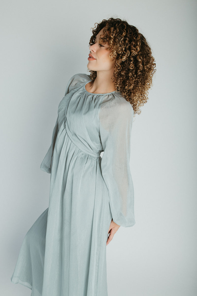 The Shayla Chiffon Maxi Dress in Sage
