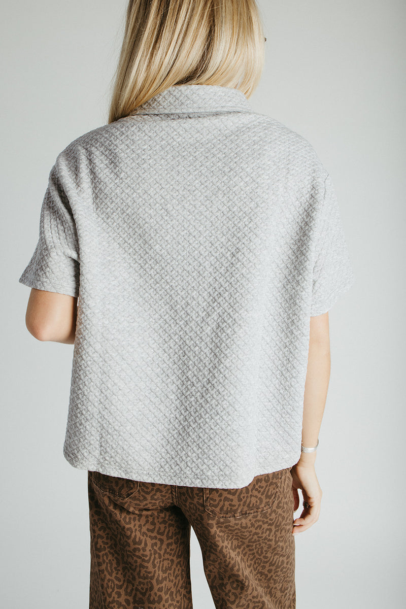 The Chilton Jacquard Knit Blouse in Heather Grey